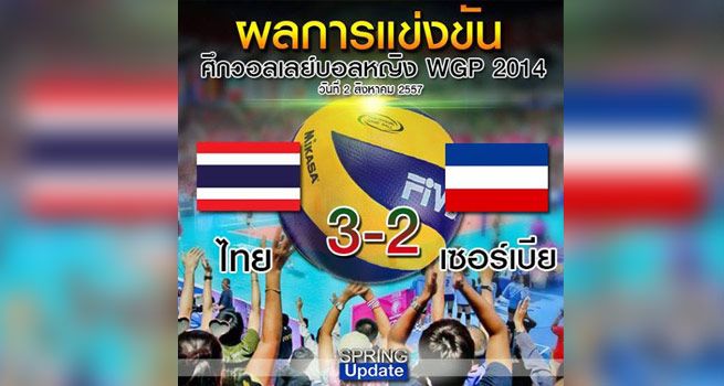 สาวไทยตบชนะเซอร์เบีย 3-2 เซต ศึกเวิลด์กรังด์ปรีซ์2014