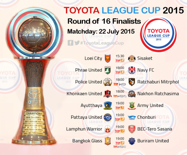 กำหนดการแข่งขันและถ่ายทอดสด Toyota League Cup 2015