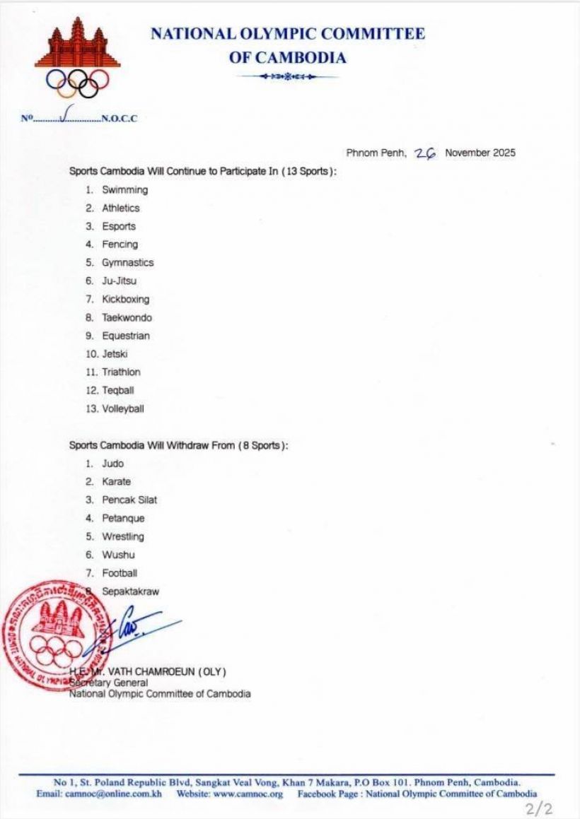 กัมพูชาเทซีเกมส์ไทย ถอนบอล-7กีฬารวด อ้างเหตุผลสุดอึ้ง!?